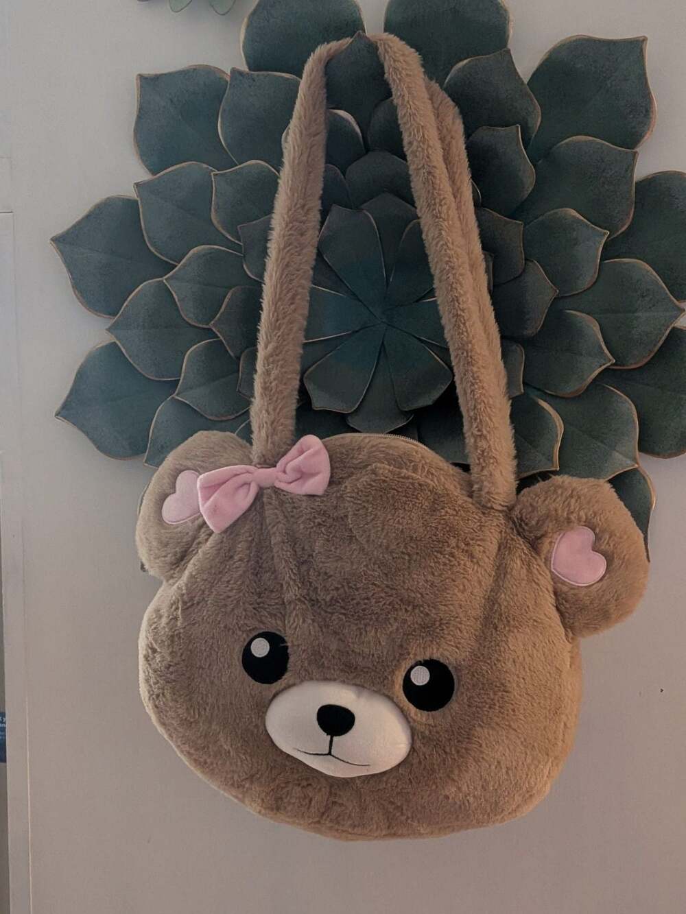 Hot Topic Kawaii Bear Face Plush Handbag Tote with Pink Bow